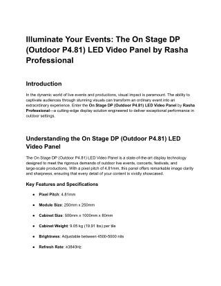 On Stage DP P4.81 LED Panel: Stunning Outdoor Visuals by Rasha Professional