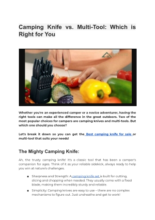 Camping Knife vs. Multi-Tool: Which is Right for You
