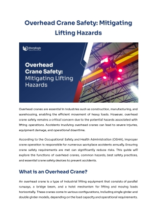 Overhead Crane Safety: Mitigating Lifting Hazards