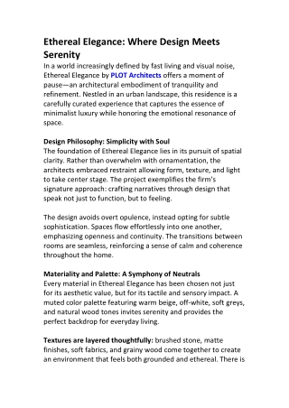 Ethereal Elegance – Minimalist Interior Design by PLOT Architects