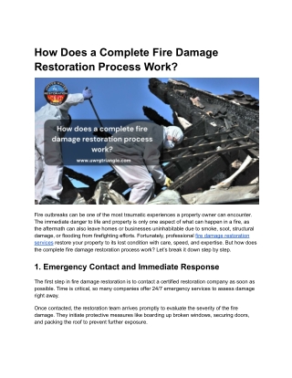 How Does a Complete Fire Damage Restoration Process Work