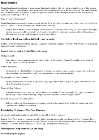 The Role of Evidence in Hospital Negligence Lawsuits