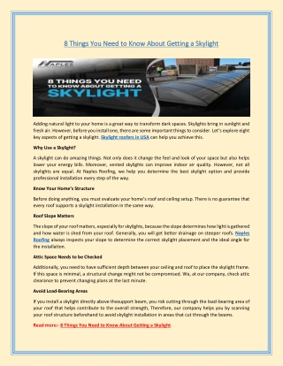 8 Things You Need to Know About Getting a Skylight