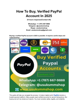 How To Buy, Verified PayPal Account In 2025