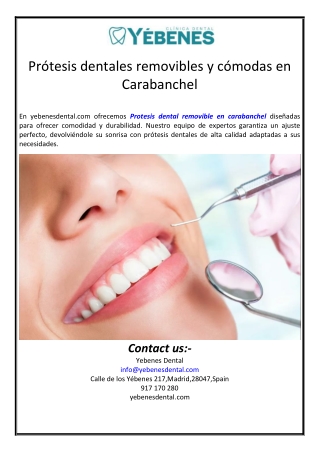 Prótesis dentales removibles y cómodas en Carabanchel