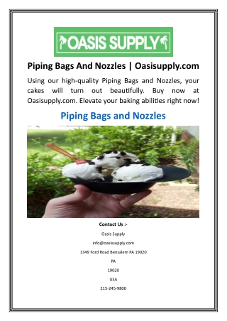 Piping Bags And Nozzles  Oasisupply.com