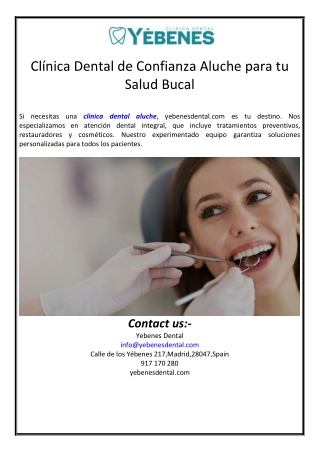 Clínica Dental de Confianza Aluche para tu Salud Bucal