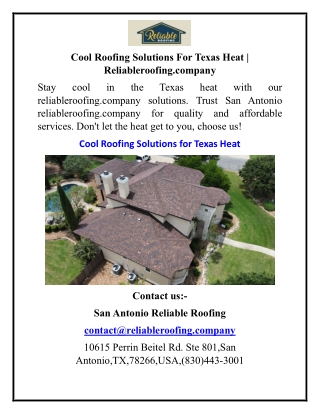 Cool Roofing Solutions For Texas Heat Reliableroofing.company