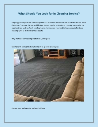 What Should You Look for in Cleaning Service