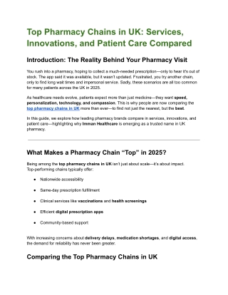 Top Pharmacy Chains in UK_ Services, Innovations, and Patient Care Compared