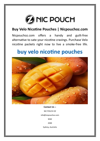 Buy Velo Nicotine Pouches  Nicpouchoz.com