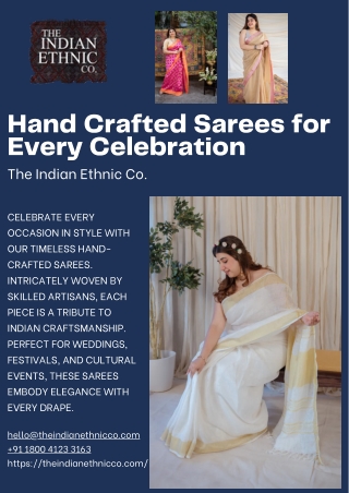 Hand Crafted Sarees for Every Celebration | The Indian Ethnic Co