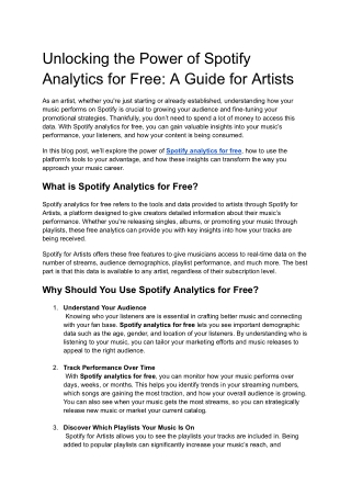 Unlocking the Power of Spotify Analytics for Free_ A Guide for Artists