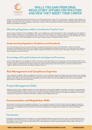 Skills You Gain from Drug Regulatory Affairs Certification and How They Boost Your Career