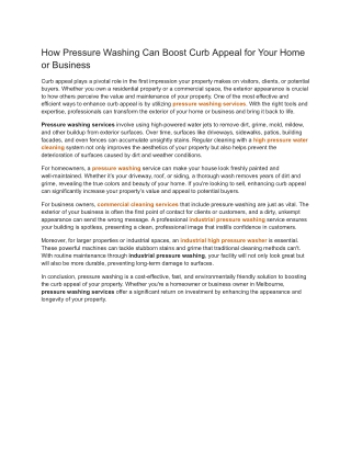 How Pressure Washing Can Boost Curb Appeal for Your Home or Business