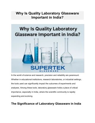 Why Is Quality Laboratory Glassware Important in India