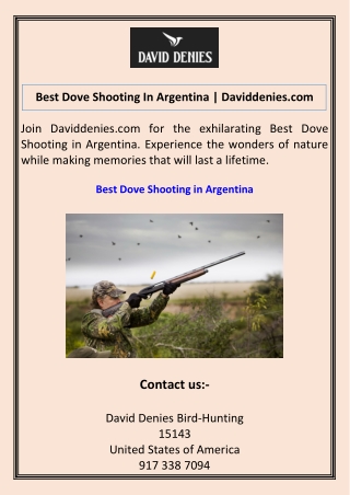 Best Dove Shooting In Argentina  Daviddenies.com