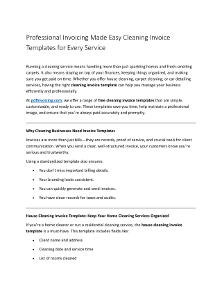 Professional Invoicing Made Easy Cleaning Invoice Templates for Every Service