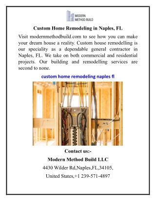Custom Home Remodeling in Naples, FL