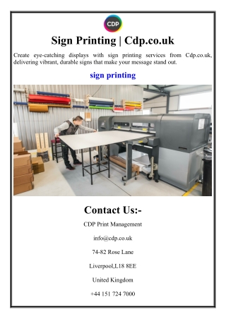 Sign Printing | Cdp.co.uk