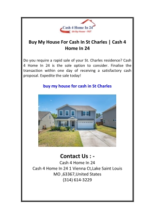 Buy My House For Cash In St Charles  Cash 4 Home In 24