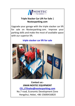 Triple Stacker Car Lift For Sale Nostecparking.coTriple Stacker Car Lift For Sam