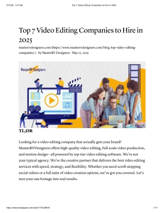 Top 7 Video Editing Companies to Hire in 2025