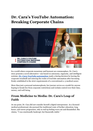 Dr. Cara’s YouTube Automation_ Breaking Corporate Chains