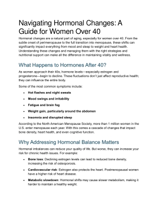 Navigating Hormonal Changes: A Guide for Women Over 40
