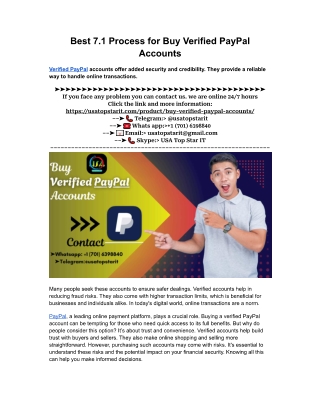 Best 7.1 Process, for B-u-y, Verified, PayPal, Accounts