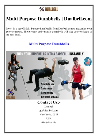 Multi Purpose Dumbbells | Dualbell.com