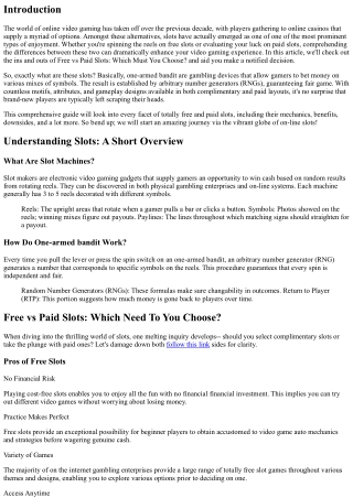 Free vs Paid Slots: Which Should You Pick?