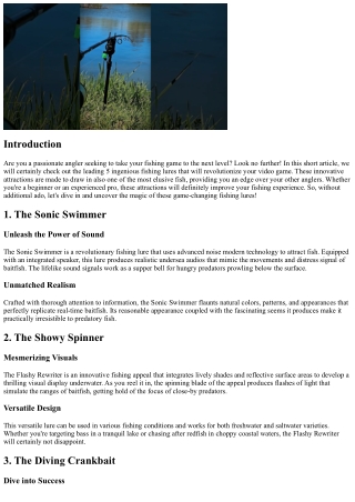 Top 5 Ingenious Fishing Lures That Will Change Your Video Game