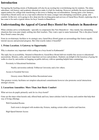 Understanding the Appeal of Garud Boys Hostel for Students in Baneshwor