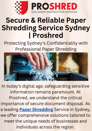Secure & Reliable Paper Shredding Service Sydney – Proshred