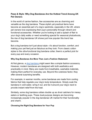 Paws & Style: Why Dog Bandanas Are the Hottest Trend Among UK Pet Owners