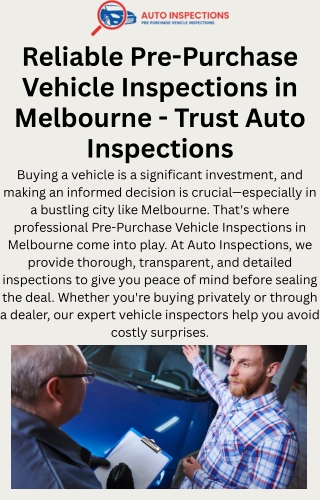 Reliable Pre-Purchase Vehicle Inspections in Melbourne – Auto Inspections