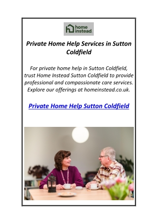 Private Home Help Services in Sutton Coldfield