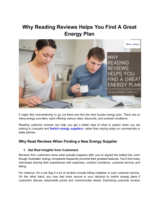 Why Reading Reviews Helps You Find A Great Energy Plan