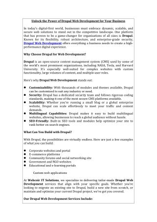 Unlock the Power of Drupal Web Development for Your Business