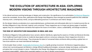 THE EVOLUTION OF ARCHITECTURE IN ASIA_ EXPLORING MODERN VISIONS THROUGH ARCHITECTURE MAGAZINES