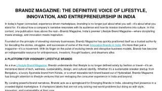 BRANDZ MAGAZINE_ THE DEFINITIVE VOICE OF LIFESTYLE, INNOVATION, AND ENTREPRENEURSHIP IN INDIA