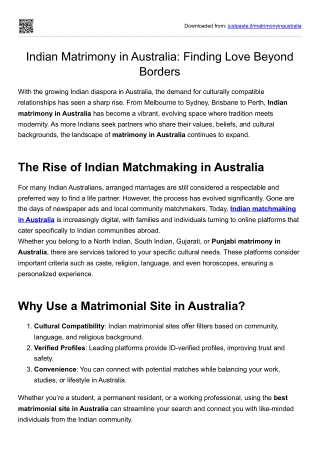 Indian Matrimony in Australia: Finding Love Beyond Borders