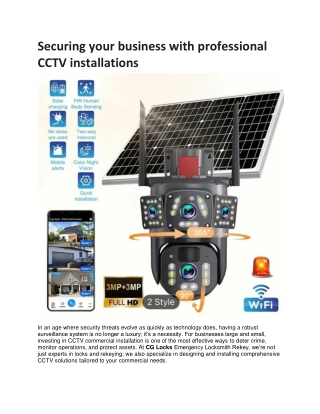 Securing your business with professional CCTV installations