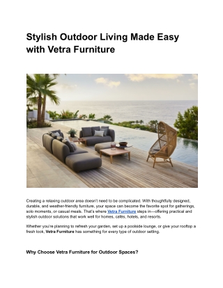 Keep Things Comfortable and Simple with Vetra furniture