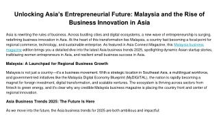 Unlocking Asia’s Entrepreneurial Future_ Malaysia and the Rise of Business Innovation in Asia