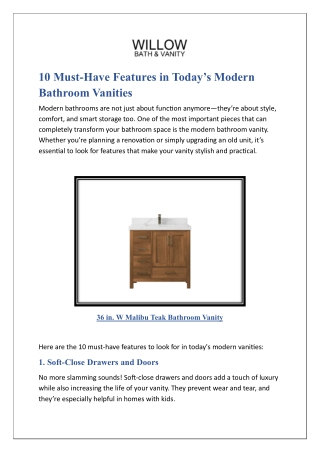 10 Must-Have Features in Today’s Modern Bathroom Vanities