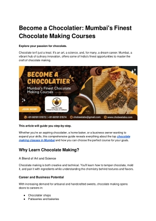 Become a Chocolatier Mumbai's Finest Chocolate Making Courses