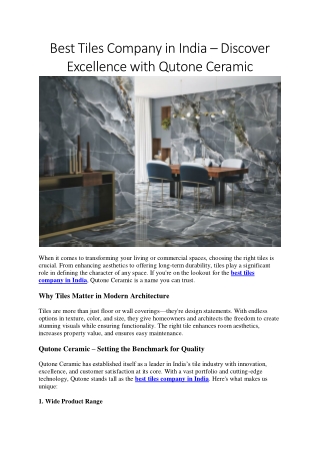 Best Tiles Company in India