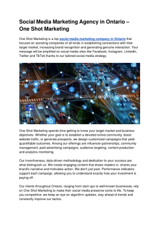 Social Media Marketing Agency in Ontario – One Shot Marketing